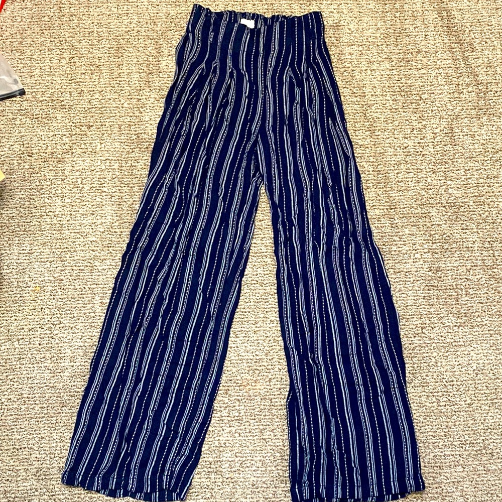 Flowy Striped Navy Blue & White Pant